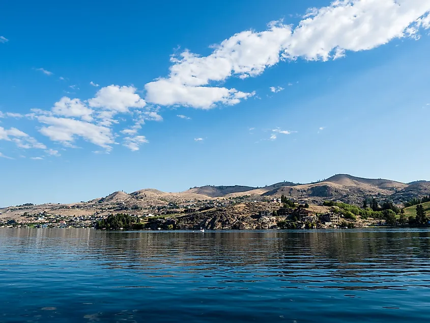 Lake Chelan waterfront at the ferry dock in Chelan, Washington