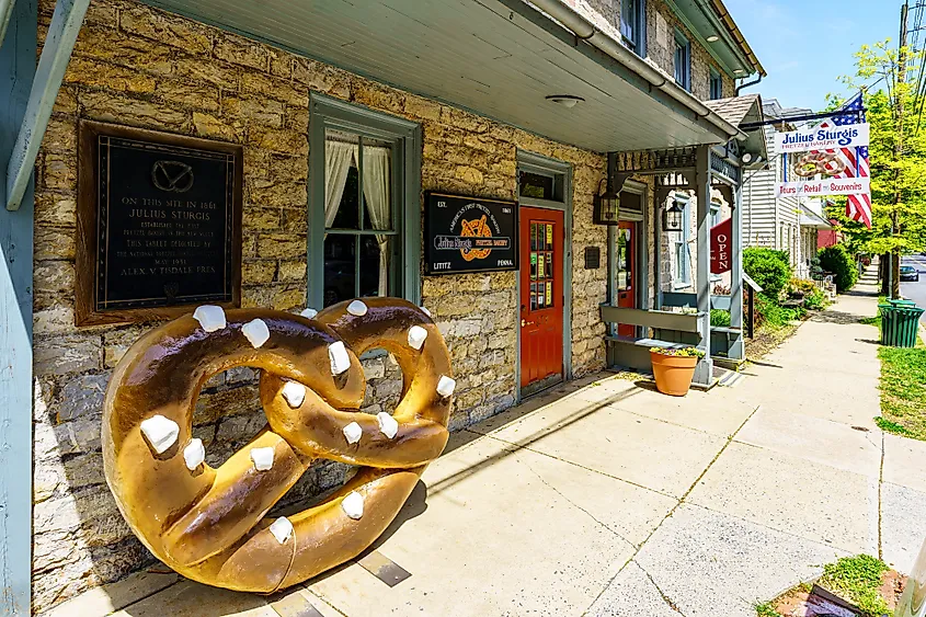 Julius Sturgis Pretzel Bakery in Lititz, Pennsylvania.
