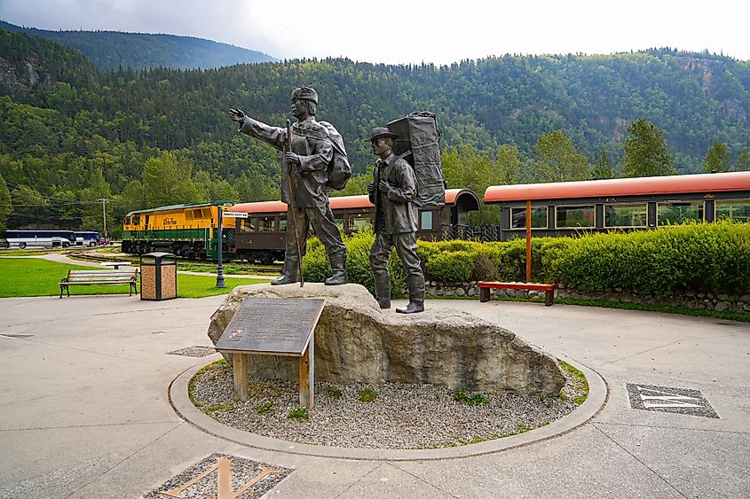 Skagway Centennial Statue in Skagway, Alaska.