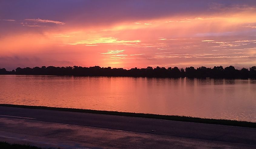 Arkansas Sunset over Lake Chicot in Lake Village, the largest oxbow lake in the United States of America.