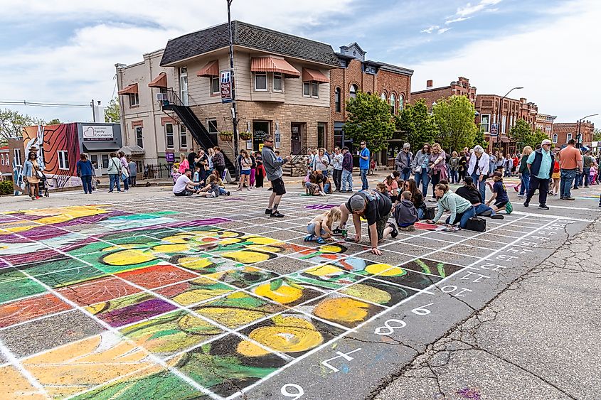 Chalk the Walk Event in Mount Vernon, Iowa.