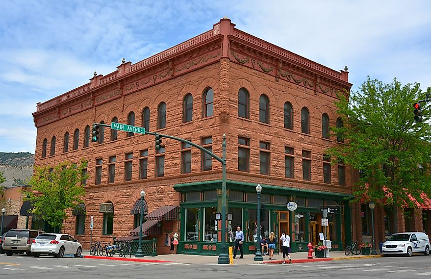 Street view in the historic center of Durango, Colorado.