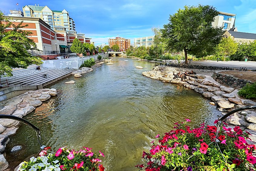 A river in the town of Reno, Nevada.