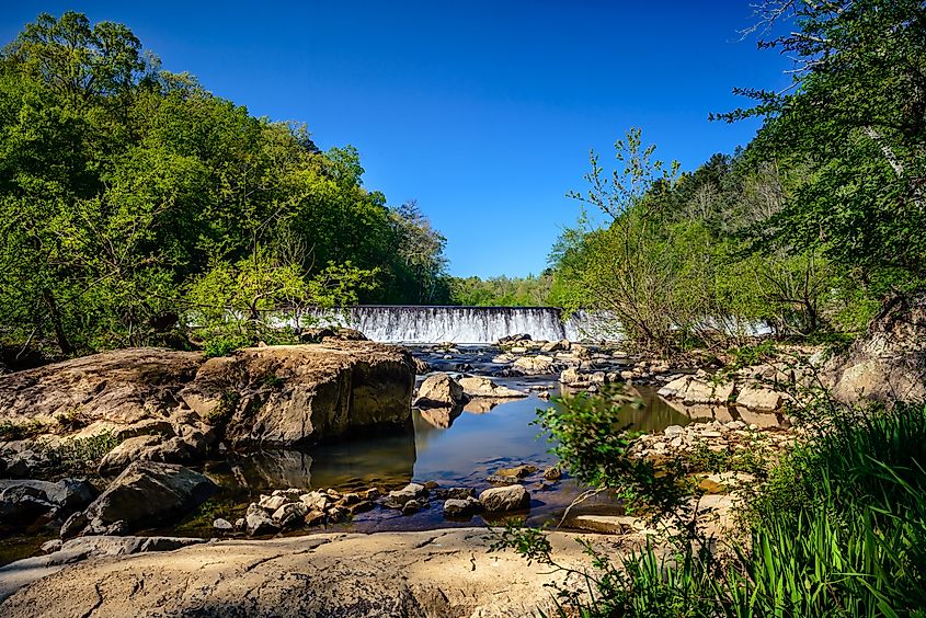 The western point of Eno River State Park in Durham, North Carolina