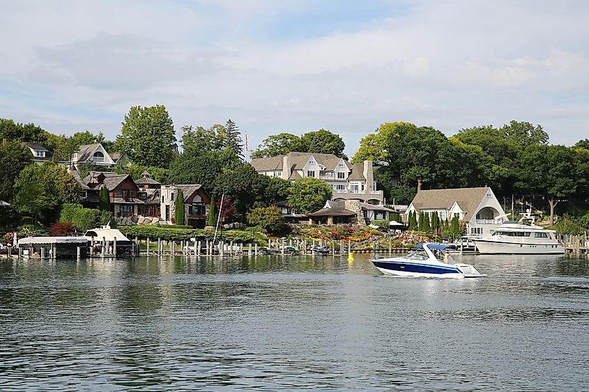 The beautiful harbor in Charlevoix, Michigan