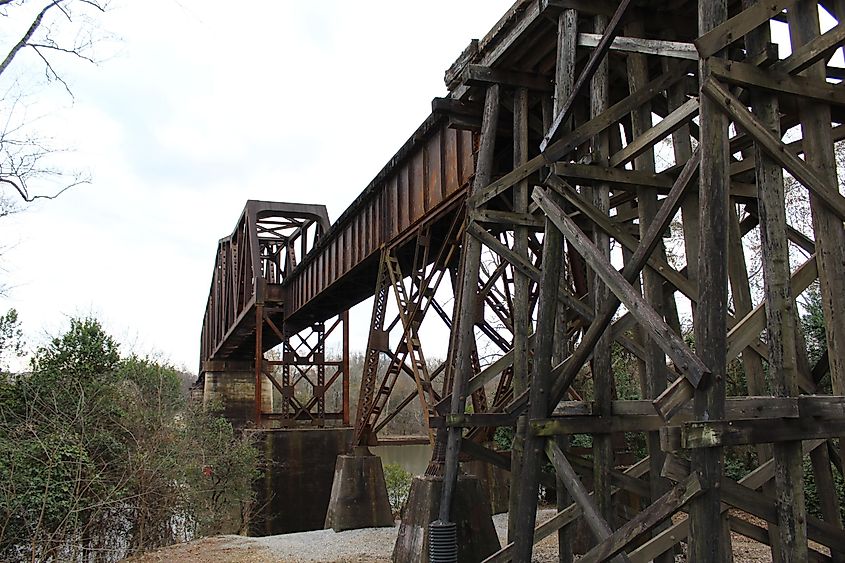 Old railroad bridge in Northport, Alabama.