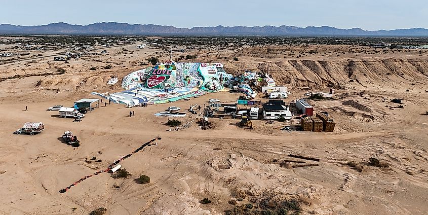 The Famous Salvation Mountain near the Salton Sea. Slab City, California. 