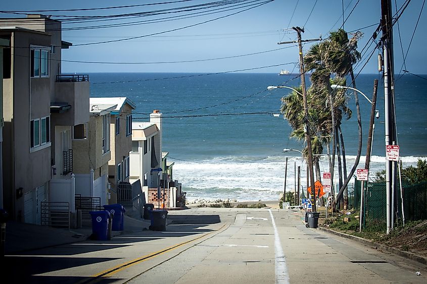 Path leading to the beach in Manhattan Beach, California.