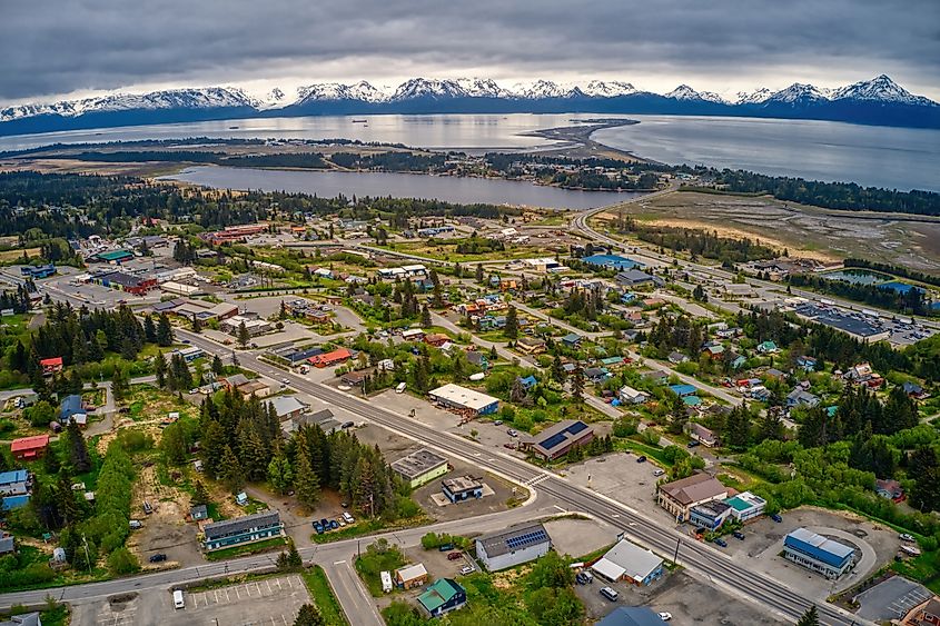 Aerial view of Homer, Alaska.
