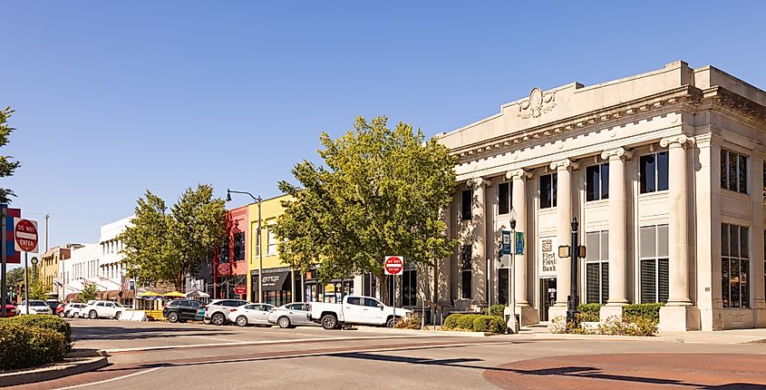 The old business district on Main Street in Norman, Oklahoma