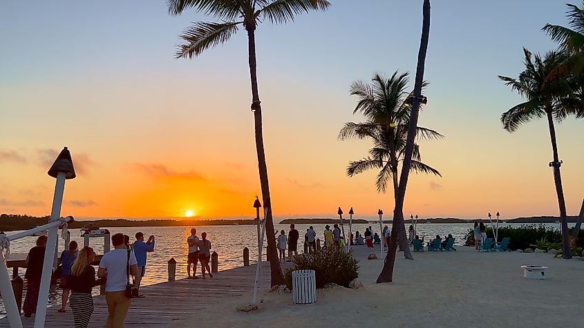 Great sunset pier on Islamorada. Editorial credit: 4kclips / Shutterstock.com