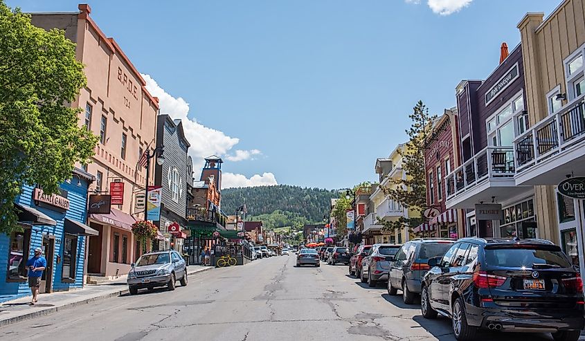 Downtown street in Park City, Utah.