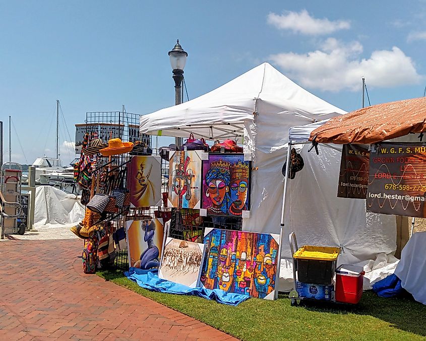 Art for sale during the Gullah Festival in Beaufort, South Carolina