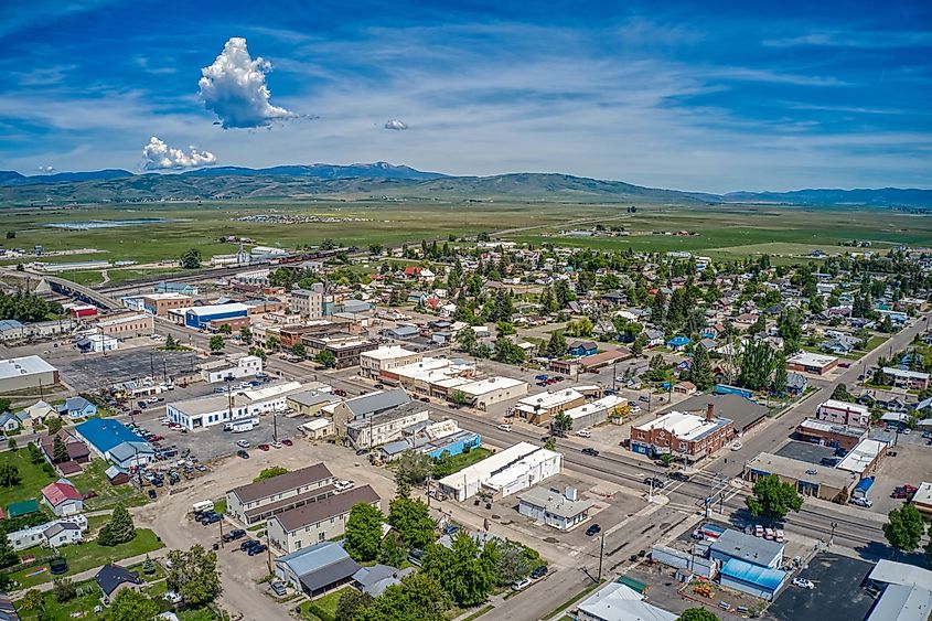 Aerial view of Montpelier in Idaho.