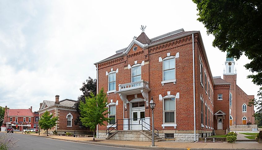 The County Clerk building in Ste. Genevieve, Missouri, USA.