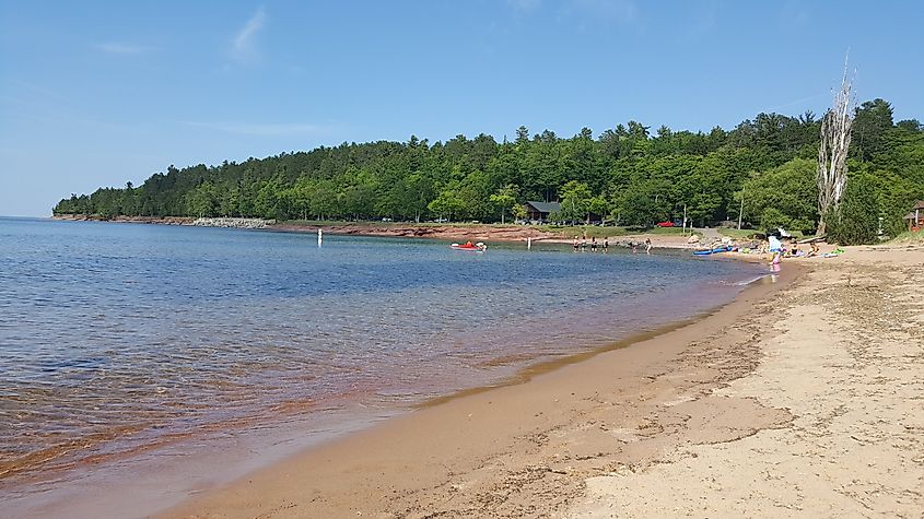 Lake Superior shoreline at Presque Isle Park in July