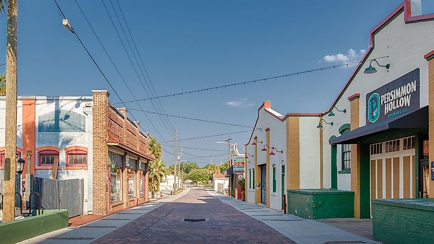 Persimmon Hollow Brewery and other shops in downtown DeLand