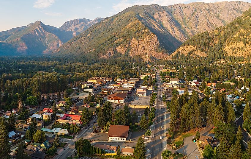 Aerial view of Leavenworth, Washington.
