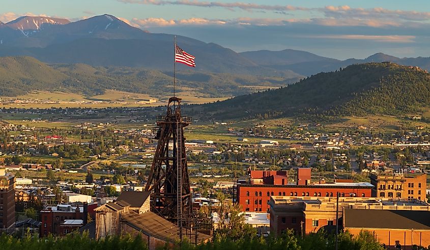 One of fourteen headframes, nicked named "gallows frames", dot the Butte, Montana skyline