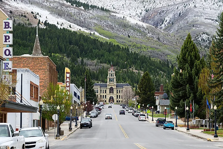 The beautiful Main Street in Anaconda, Montana.