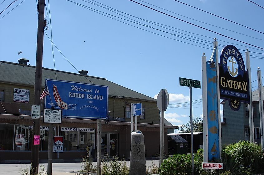 Border between Tiverton, Rhode Island, and Fall River, Massachusetts.