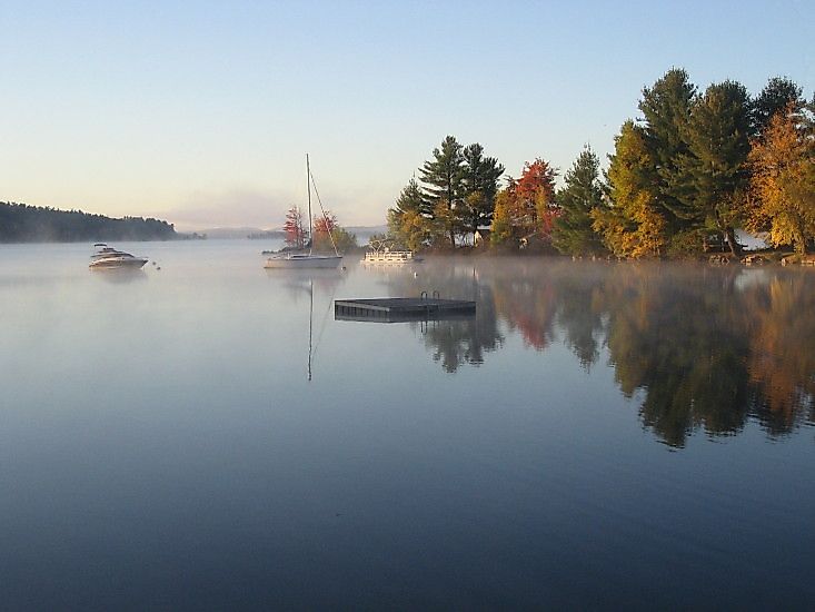 View of the bay in Harrison, Maine.