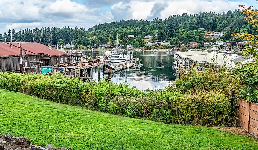 A big view of the harbor in Gig Harbor, Washington.