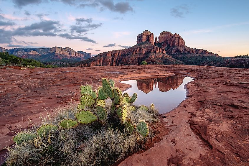 Cathedral Rock at sunset in Arizona.