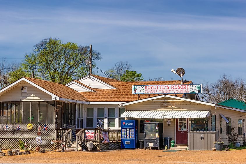 Downtown shops in Tiptonville, Tennessee.