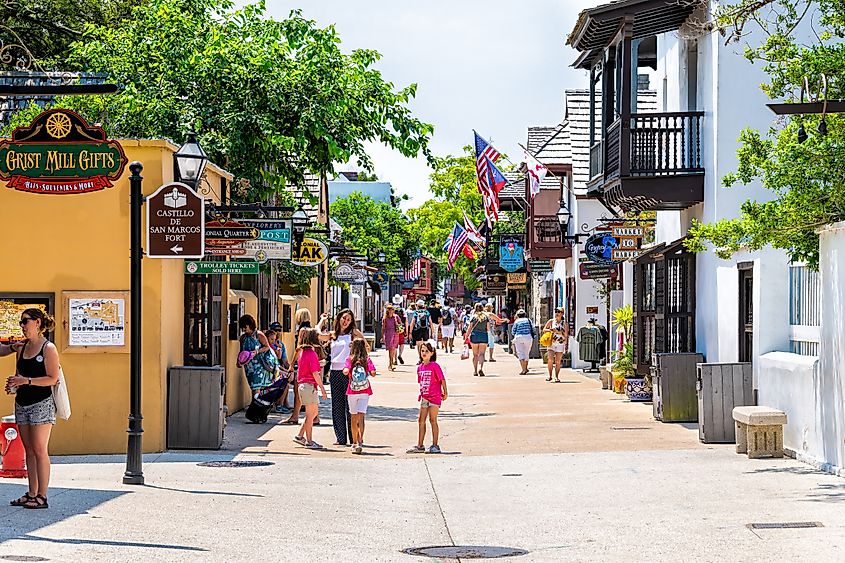 The vibrant St. George Street in St. Augustine, Florida.
