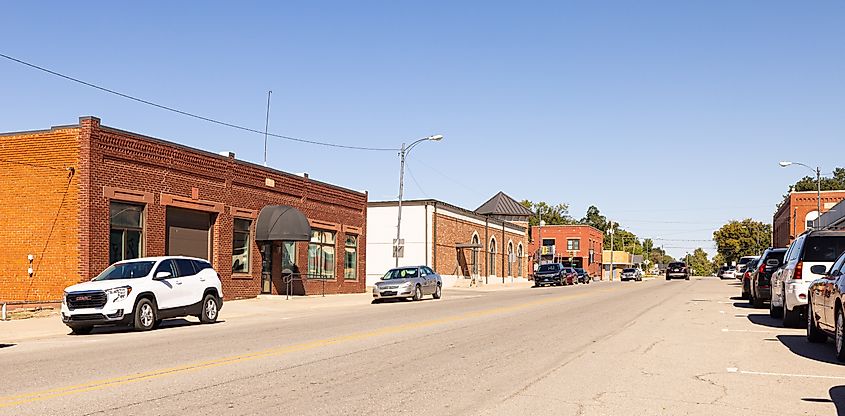 View of the old business district in Tonkawa, Oklahoma.
