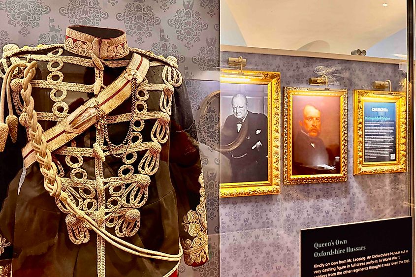 Uniforms on display in Churchill exhibit at Blenheim Palace. Image credit: Bryan Dearsley