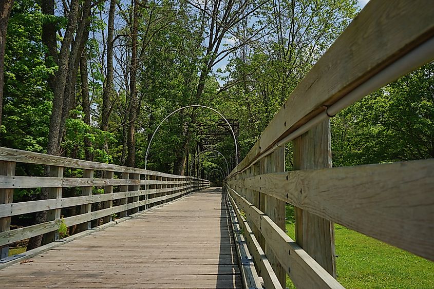 The Virginia Creeper Trail, one of the most popular cycling trails in the region, in Damascus, Virginia.