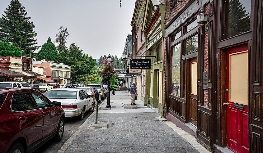 Historic old town in Nevada city, California.