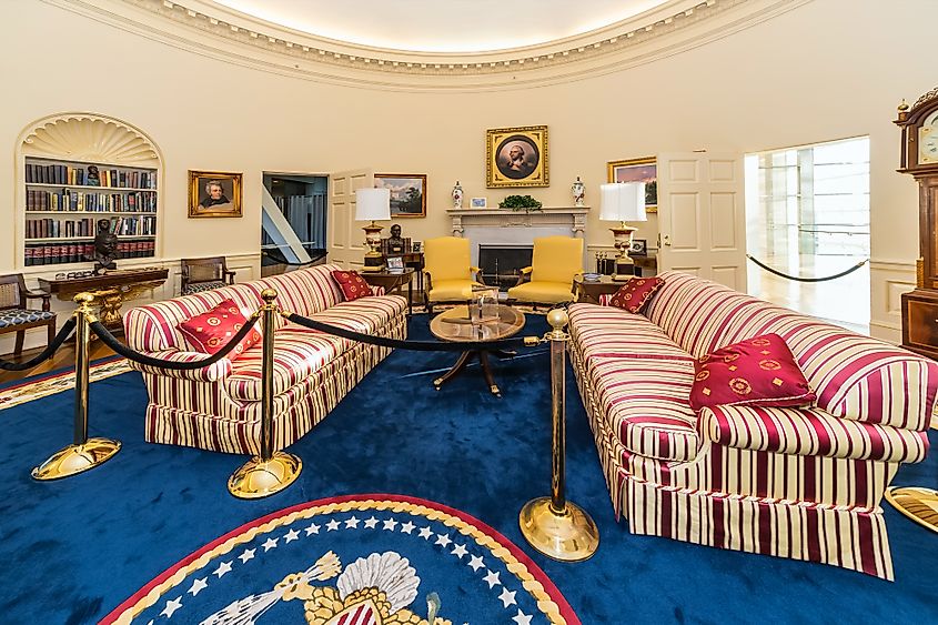 Replica of the White House's Oval Office in the William J. Clinton Presidential Center and Library in Little Rock, Arkansas