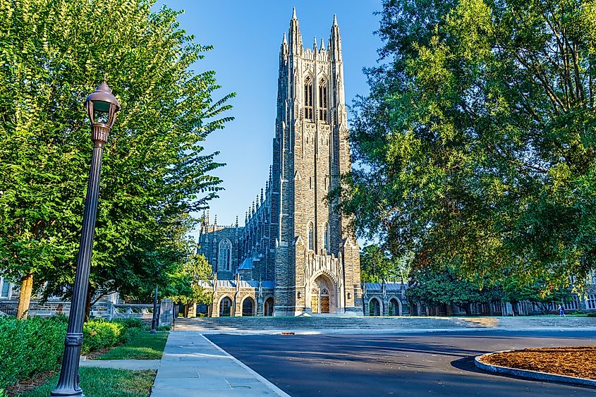 DURHAM, NC, USA - AUGUST 8: Duke University Chapel on August 8, 2019 at Duke University in Durham, North Carolina.