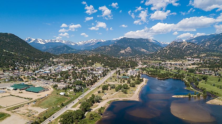 A beautiful aerial view of Estes Park, Colorado