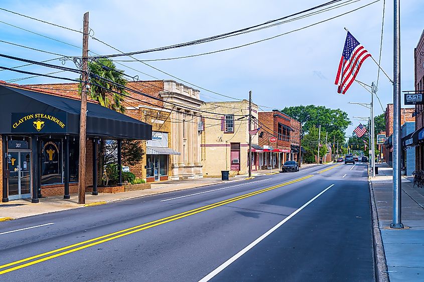 View of downtown Clayton in North Carolina.