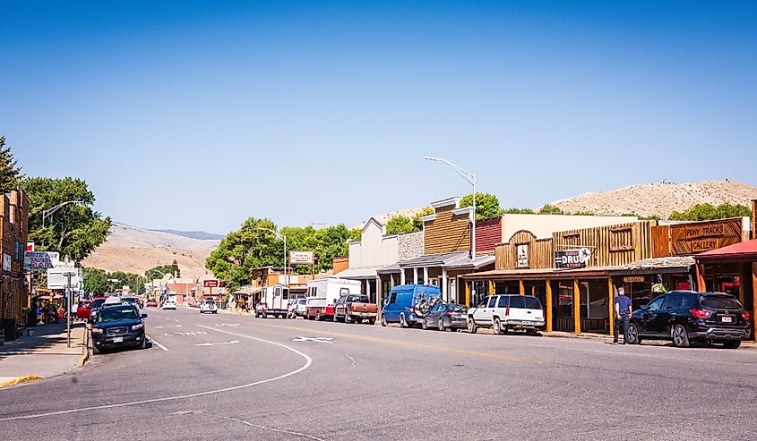 Main street in the western town of Dubois Wyoming.