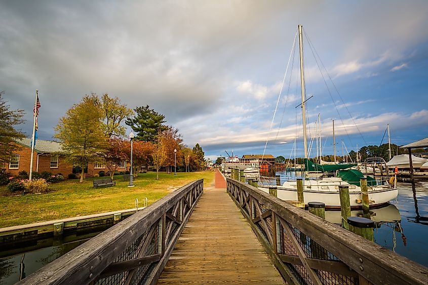 Trail along the harbor in St. Michaels, Maryland.