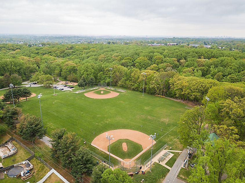 Aerial view of a park in Parkville, Maryland.