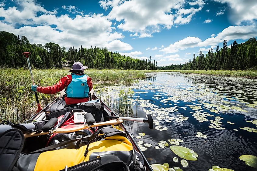 Canoe in the Boundary Waters Canoe Area in Ely, Minnesota.