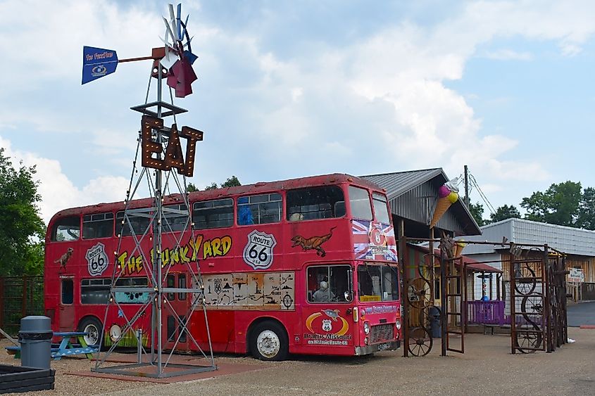 St Robert, Missouri, MO, United States, US - May 31, 2023: Uranus Fudge Factory, a tourist attraction near Fort Leonard Wood, and located off of I44, Old Rt 66, attracts many travelers. The Funkyard