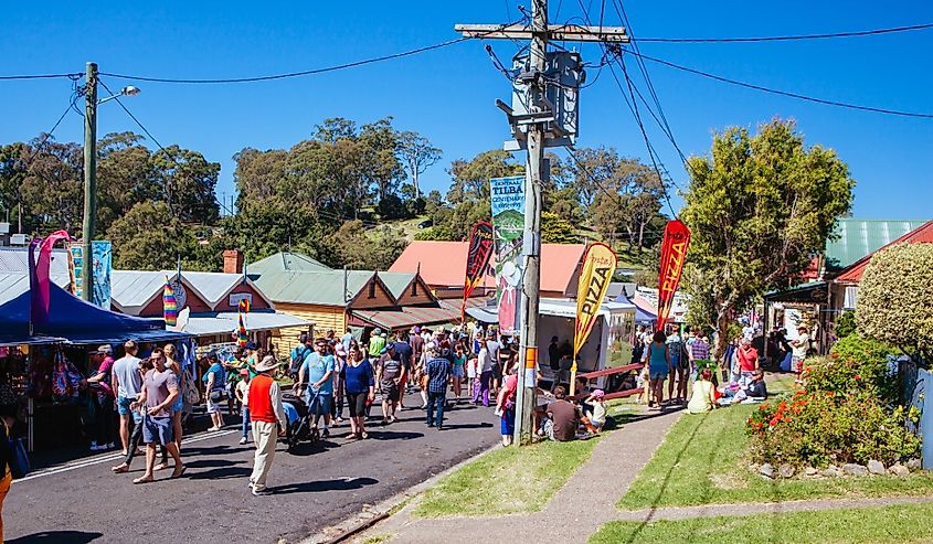 Tilba festival in full swing including gumboot and egg tossing in New South Wales, Australia.