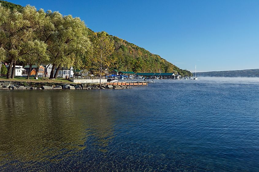 The serene Keuka Lake in Hammondsport, New York