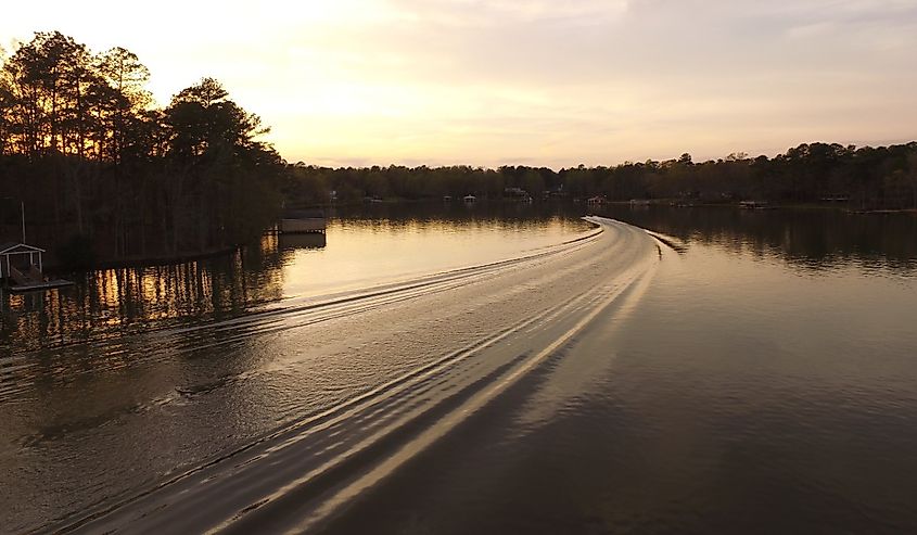 Beautiful sunset over Lake Sinclair in Milledgeville, Georgia