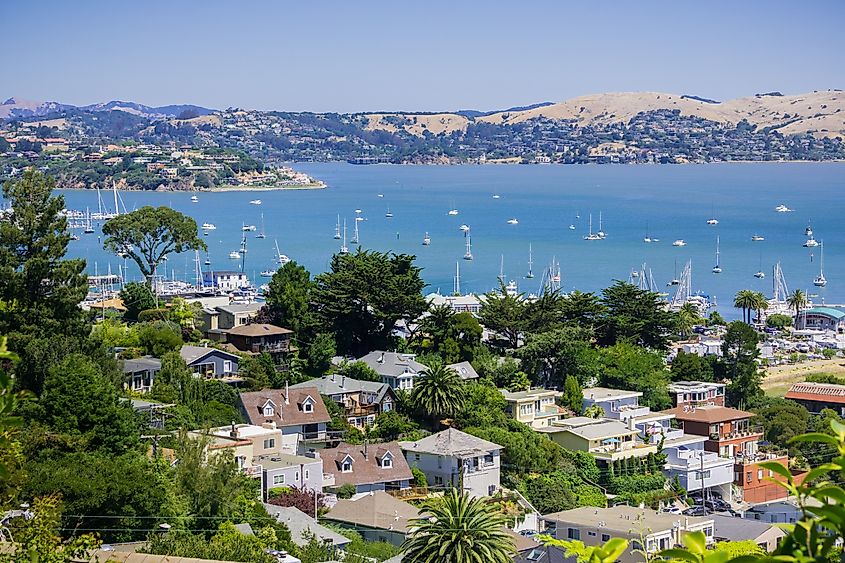 Aerial view of Sausalito, California.