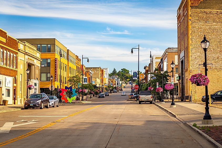View of downtown Minot, North Dakota.