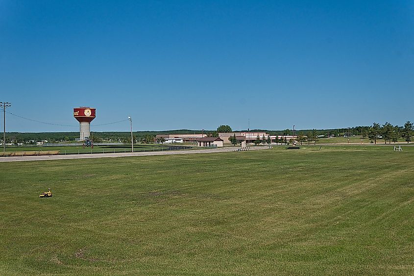 Water tower in Belcourt, North Dakota.