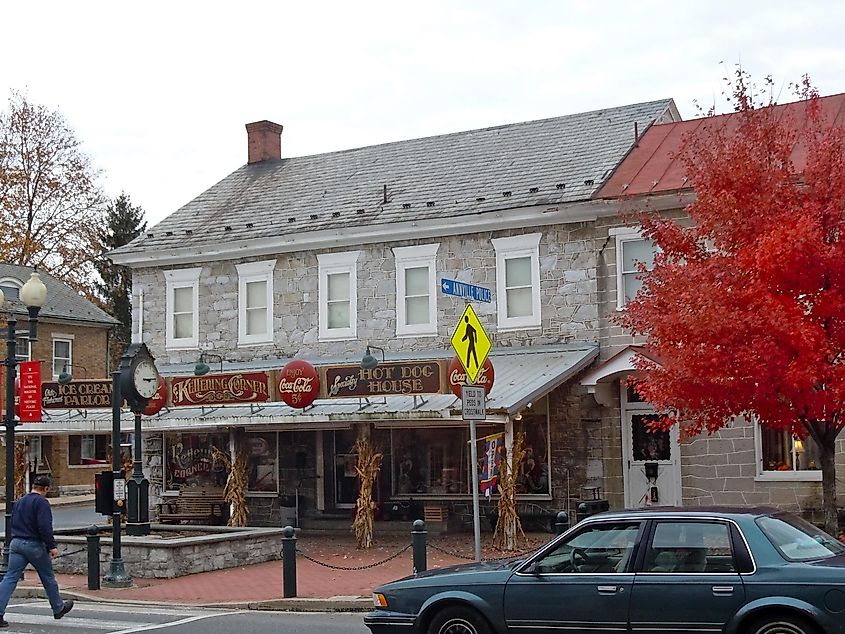  Building in Annville Historic District on the NRHP since April 30, 1979. The historic district is roughly bounded by the Quittapahilla Creek and Lebanon, Saylor, and Marshall Streets in Annville Township, Lebanon County, Pennsylvania. This building is at 104-106 West Main Street (US 422) and dates to 1780, known as Fleisher House and Livery. Now an ice cream parlor